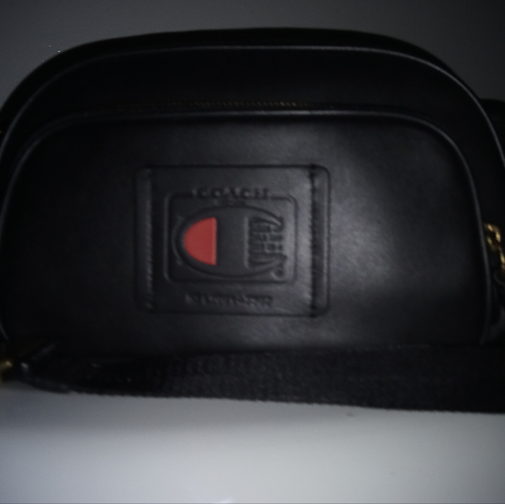 Coach X Champion Logo Black Glove leather, Crossbody/Belt Bag. Designer Bag.